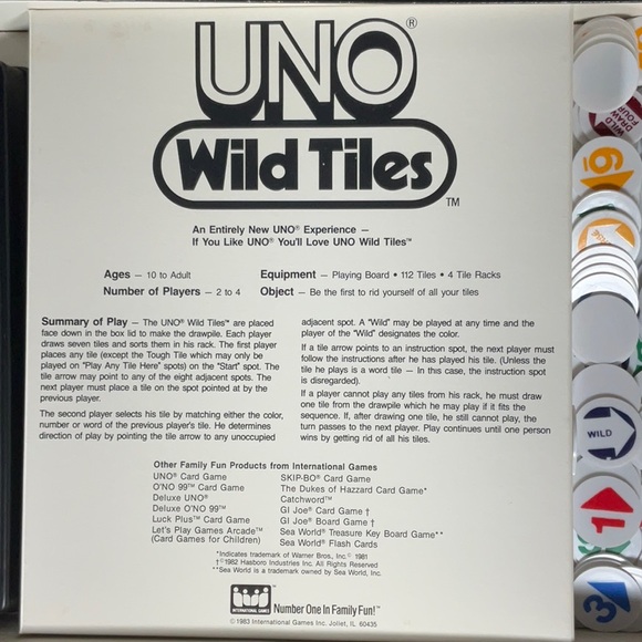 UNO Wild Tiles Board Game Vintage 1983- Complete Game - Picture 6 of 13